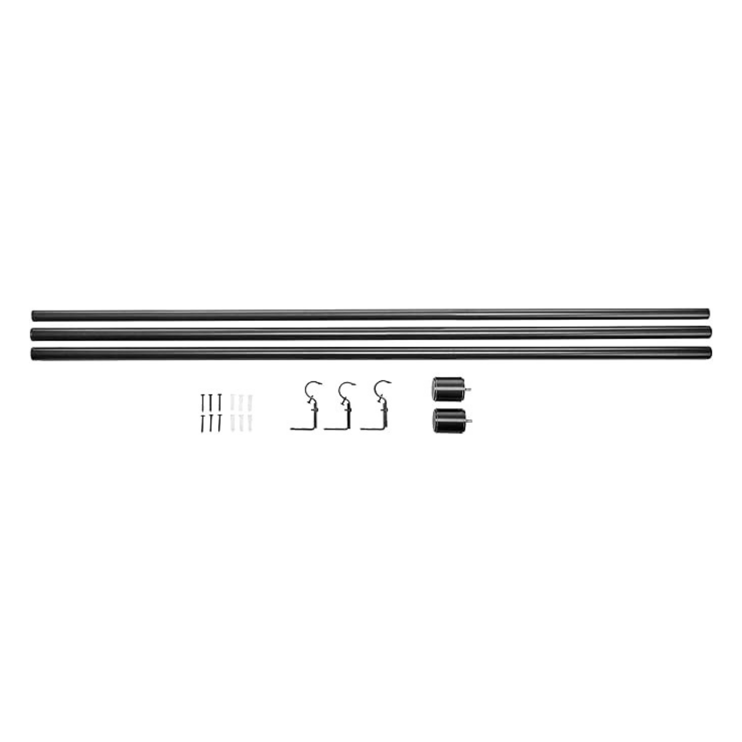 Alsterwell Gardinenstange, 183–366 cm verstellbar, hochbelastbar bis 10 kg, Ø 2,5 cm, schwarz