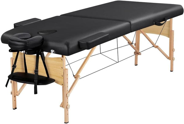 Bakaji Massageliege Aus Aluminium – Zusammenklappbar, 3-Zonen, Für Wellness & Physio (Schwarz, 12 Kg)