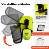 Mustbau Motorsägen-Sicherheitshelm, Schutzhelm mit Geräuschdämpfungsmuscheln und Netzvisier, verstellbar,Grün