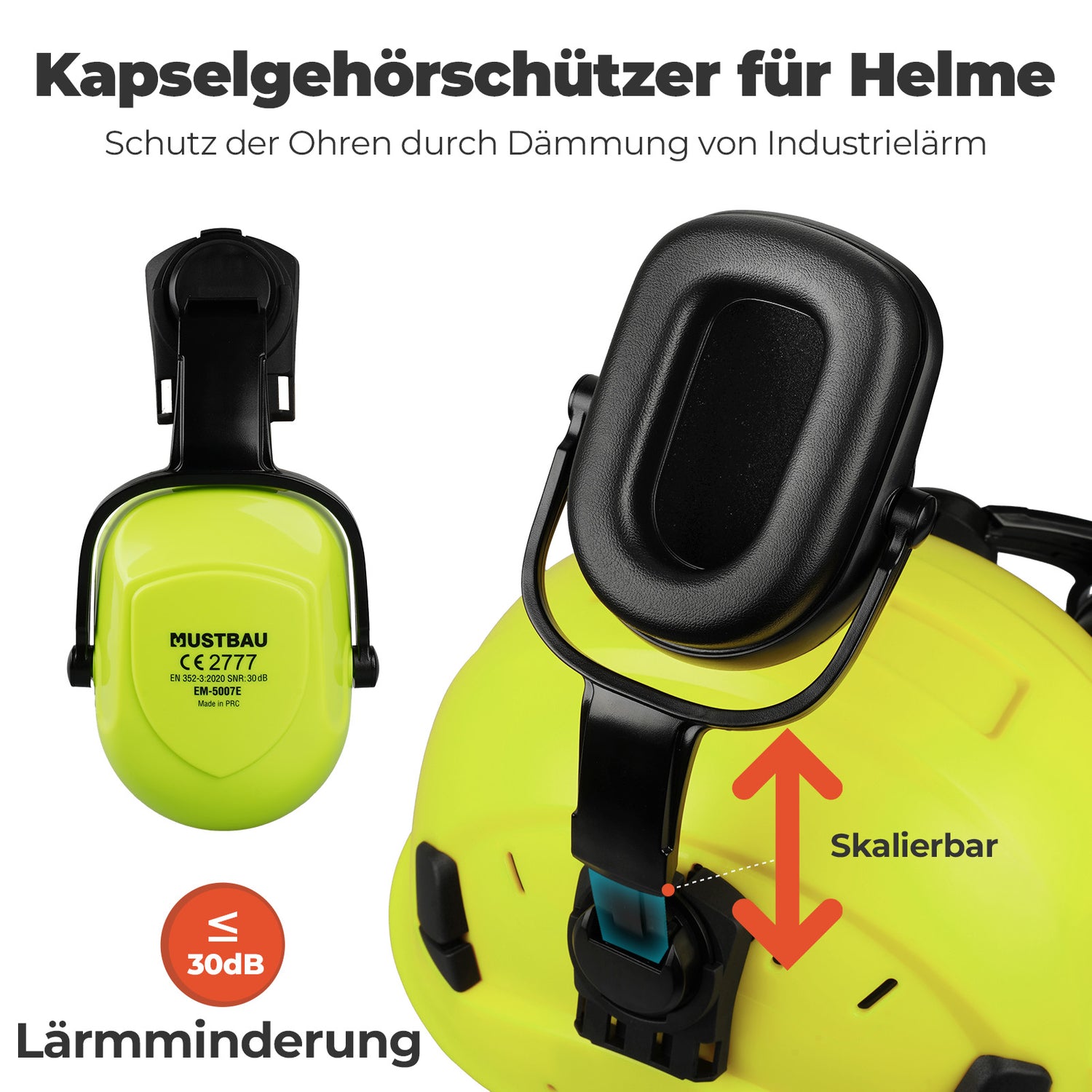 Mustbau Motorsägen-Sicherheitshelm, Schutzhelm mit Geräuschdämpfungsmuscheln und Netzvisier, verstellbar,Grün