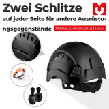 Mustbau Sicherheitshelm, EN397 Schutzhelme mit Antibeschlag-Brille, verstellbar, Schwarz