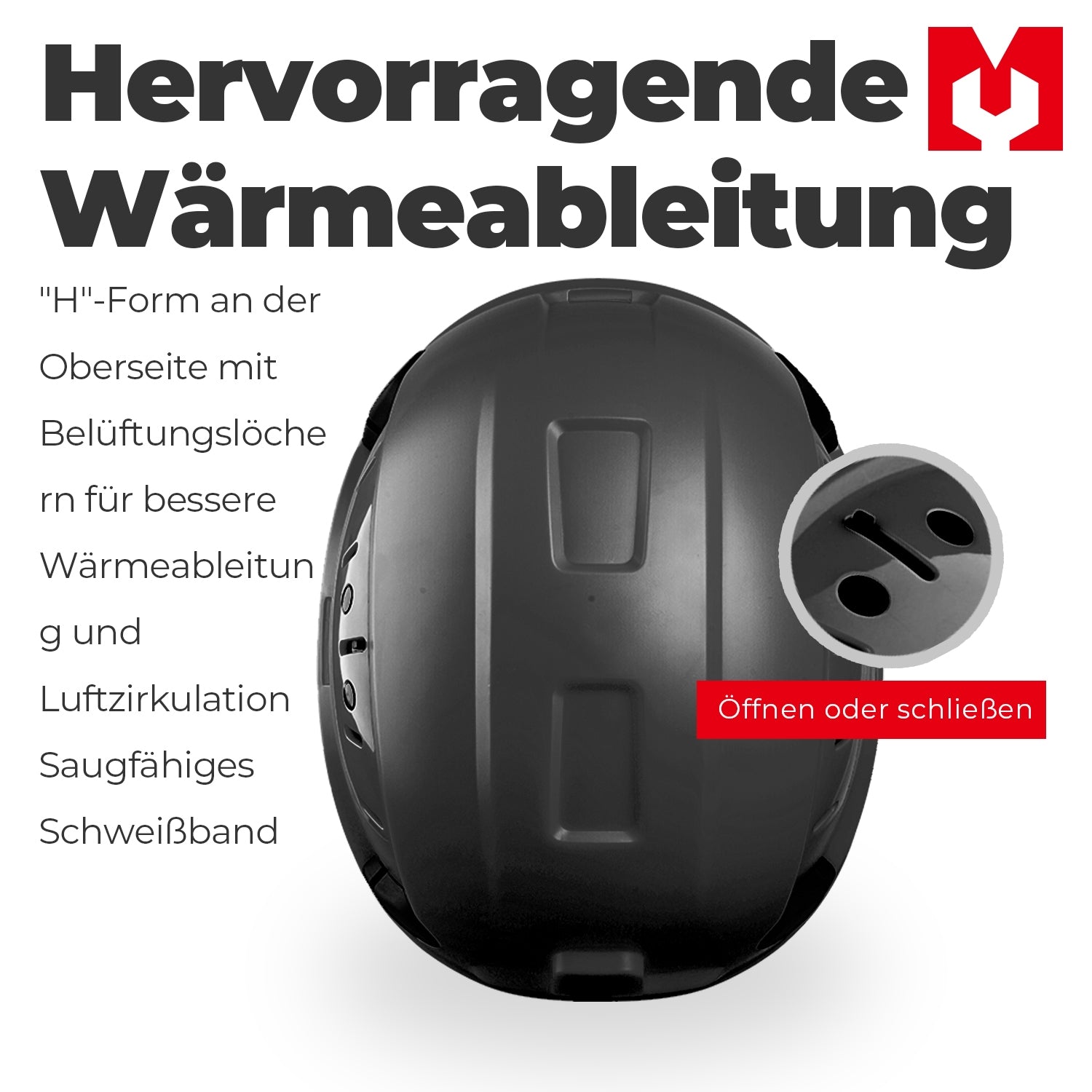Mustbau Sicherheitshelm, EN397 Schutzhelme mit Antibeschlag-Brille, verstellbar, Schwarz
