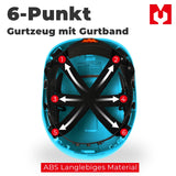 Mustbau Sicherheitshelm, EN397 Schutzhelme mit Antibeschlag-Brille, verstellbar, Blau