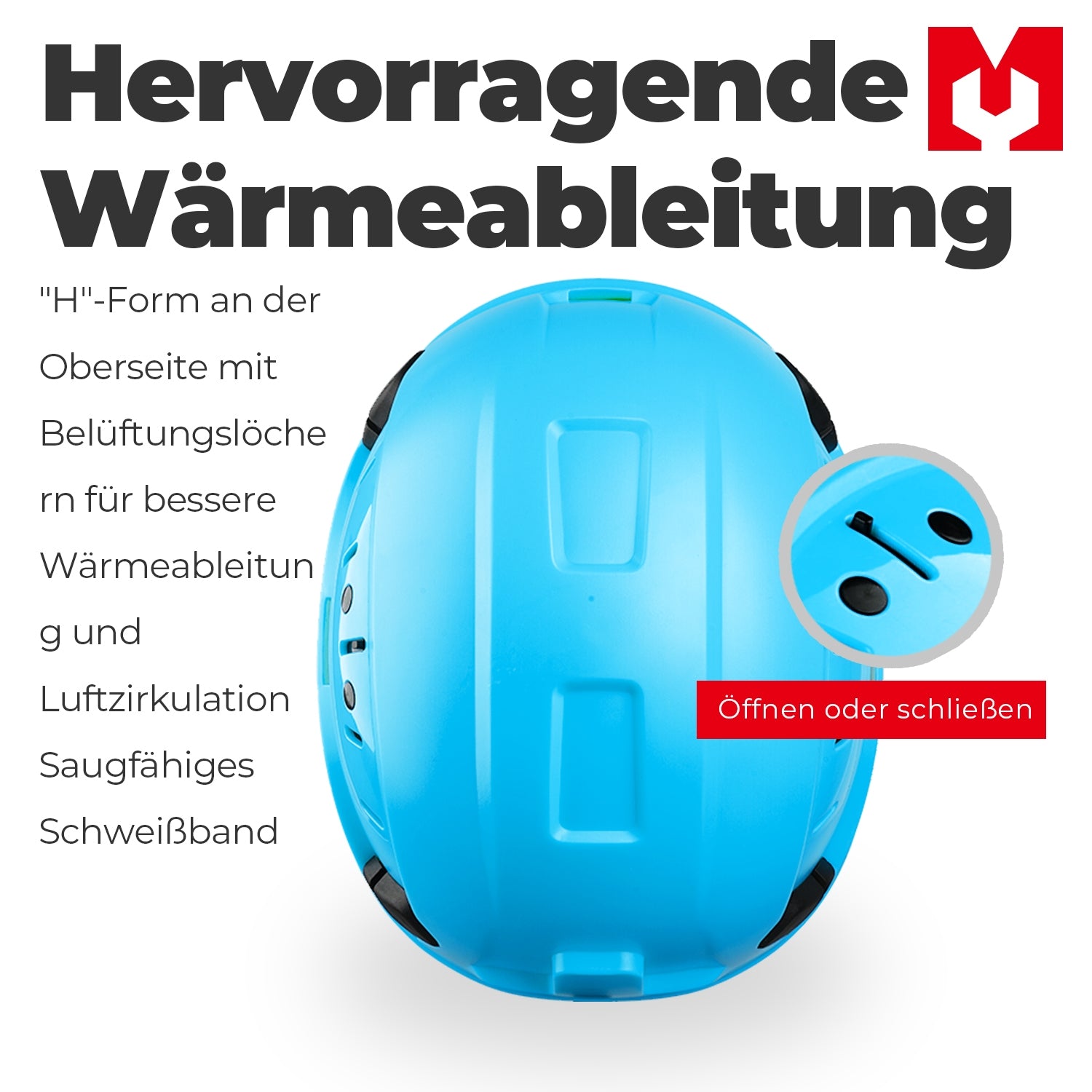 Mustbau Sicherheitshelm, EN397 Schutzhelme mit Antibeschlag-Brille, verstellbar, Blau