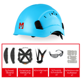 Mustbau Sicherheitshelm, EN397 Schutzhelme mit Antibeschlag-Brille, verstellbar, Blau