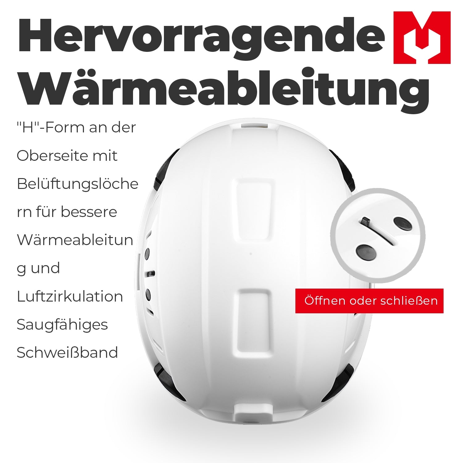 Mustbau Sicherheitshelm, EN397 Schutzhelme mit Antibeschlag-Brille, verstellbar, Weiß