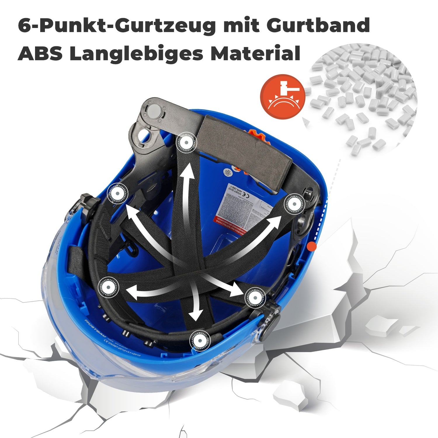 Mustbau Sicherheitshelm-Set, EN397 Schutzhelm mit Ohr- und Gesichtsschutz, verstellbarer, Dunkelblau