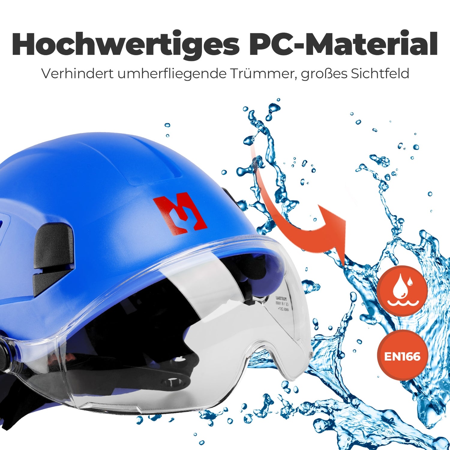 Mustbau Sicherheitshelm-Set, EN397 Schutzhelm mit Ohr- und Gesichtsschutz, verstellbarer, Dunkelblau