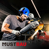 Mustbau Sicherheitshelm-Set, EN397 Schutzhelm mit Ohr- und Gesichtsschutz, verstellbarer, Dunkelblau