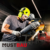 Mustbau Sicherheitshelm-Set, EN397 Schutzhelm mit Ohr- und Gesichtsschutz, verstellbarer, Grün