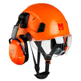 Mustbau Sicherheitshelm-Set, EN397 Schutzhelm mit Ohr- und Gesichtsschutz, verstellbarer, Orange