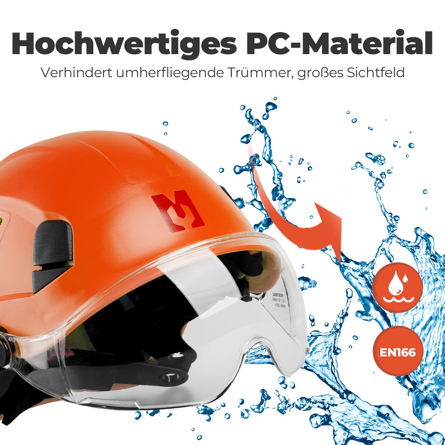 Mustbau Sicherheitshelm-Set, EN397 Schutzhelm mit Ohr- und Gesichtsschutz, verstellbarer, Orange