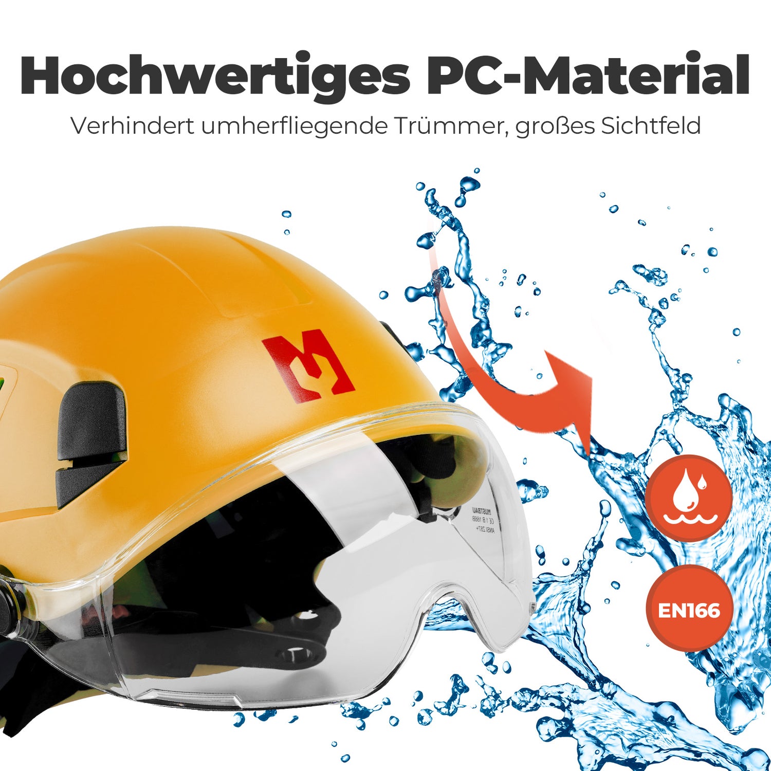 Mustbau Sicherheitshelm-Set, EN397 Schutzhelm mit Ohr- und Gesichtsschutz, verstellbarer, Gelb