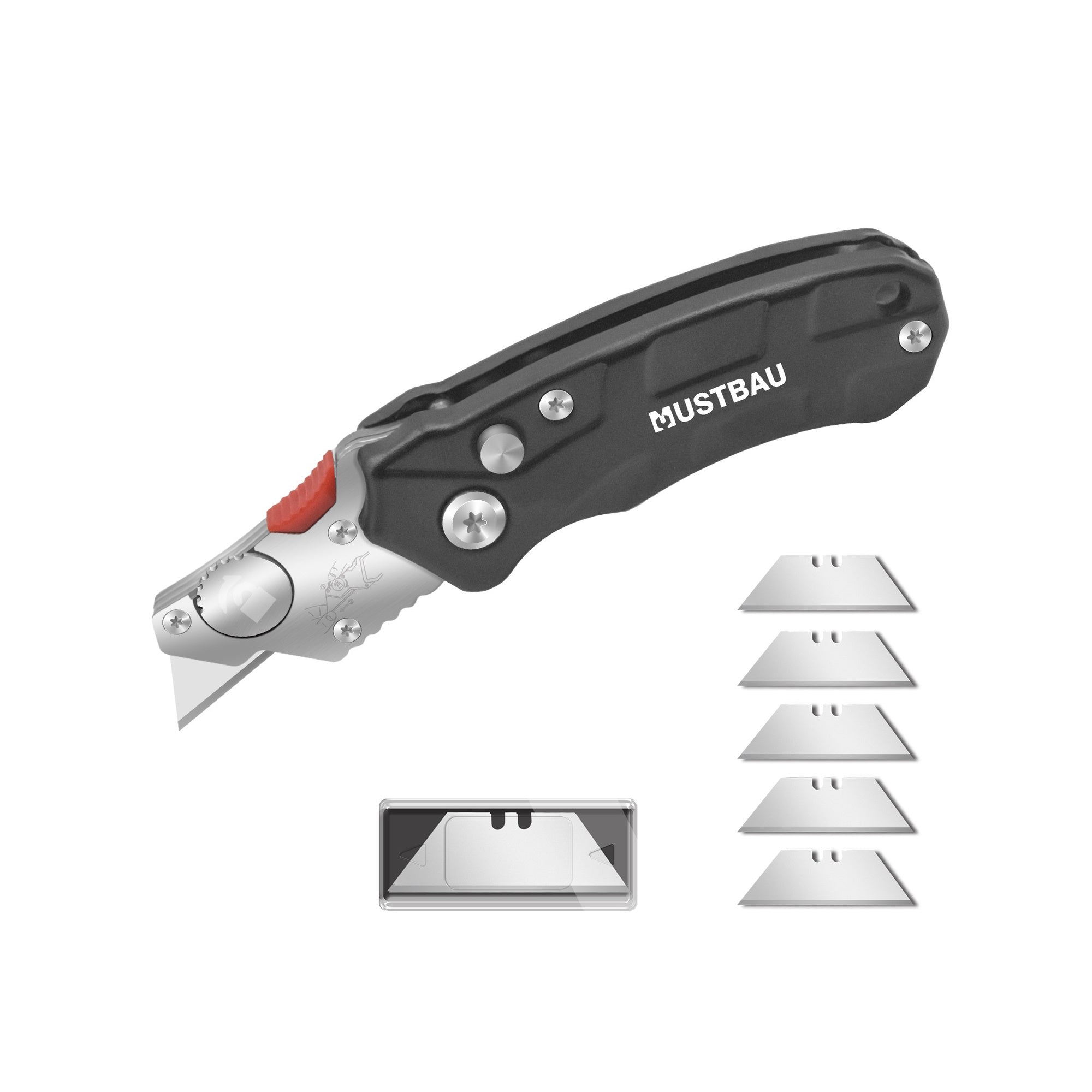 Mustbau Mini Taschenmesser Klappmesser mit 5 zusätzlichen SK5 Klingen