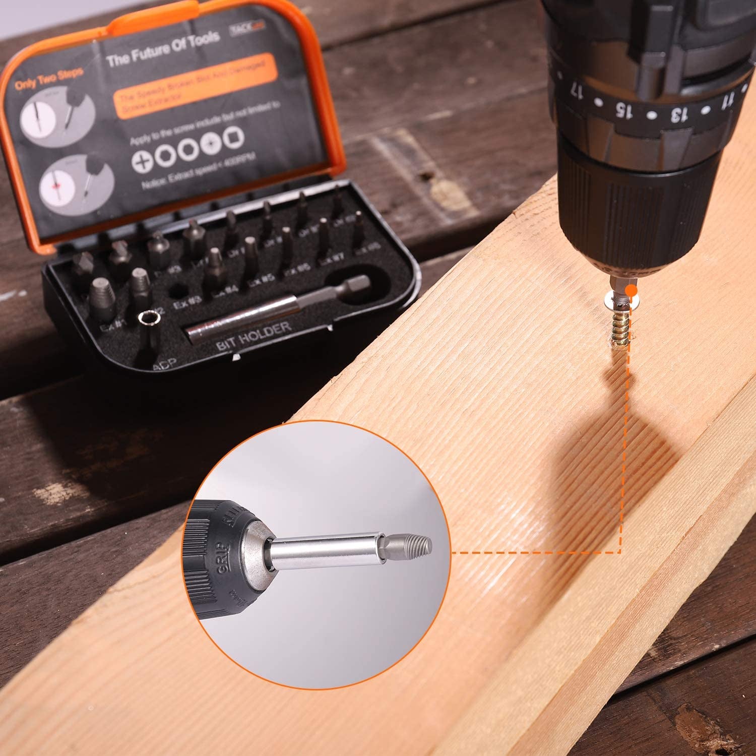 TACKLIFE Bit-Schraubenausdreher »DSE01«, Beschädigte Schraube Extraktor Kit