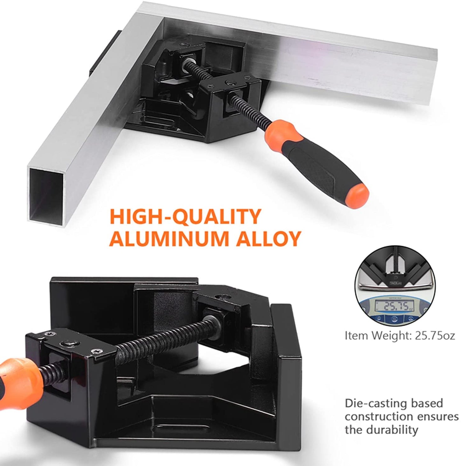 Rechtwinklige Winkelspanner 90 ° aus Aluminiumlegierung, 2 Stück TACKLIFE HAC3B