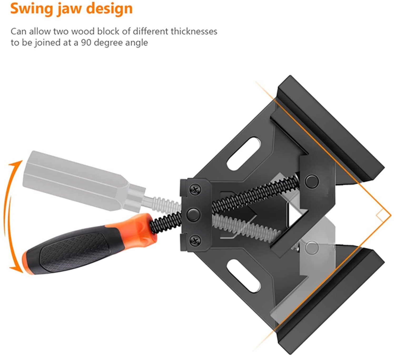 Rechtwinklige Winkelspanner 90 ° aus Aluminiumlegierung, 2 Stück TACKLIFE HAC3B