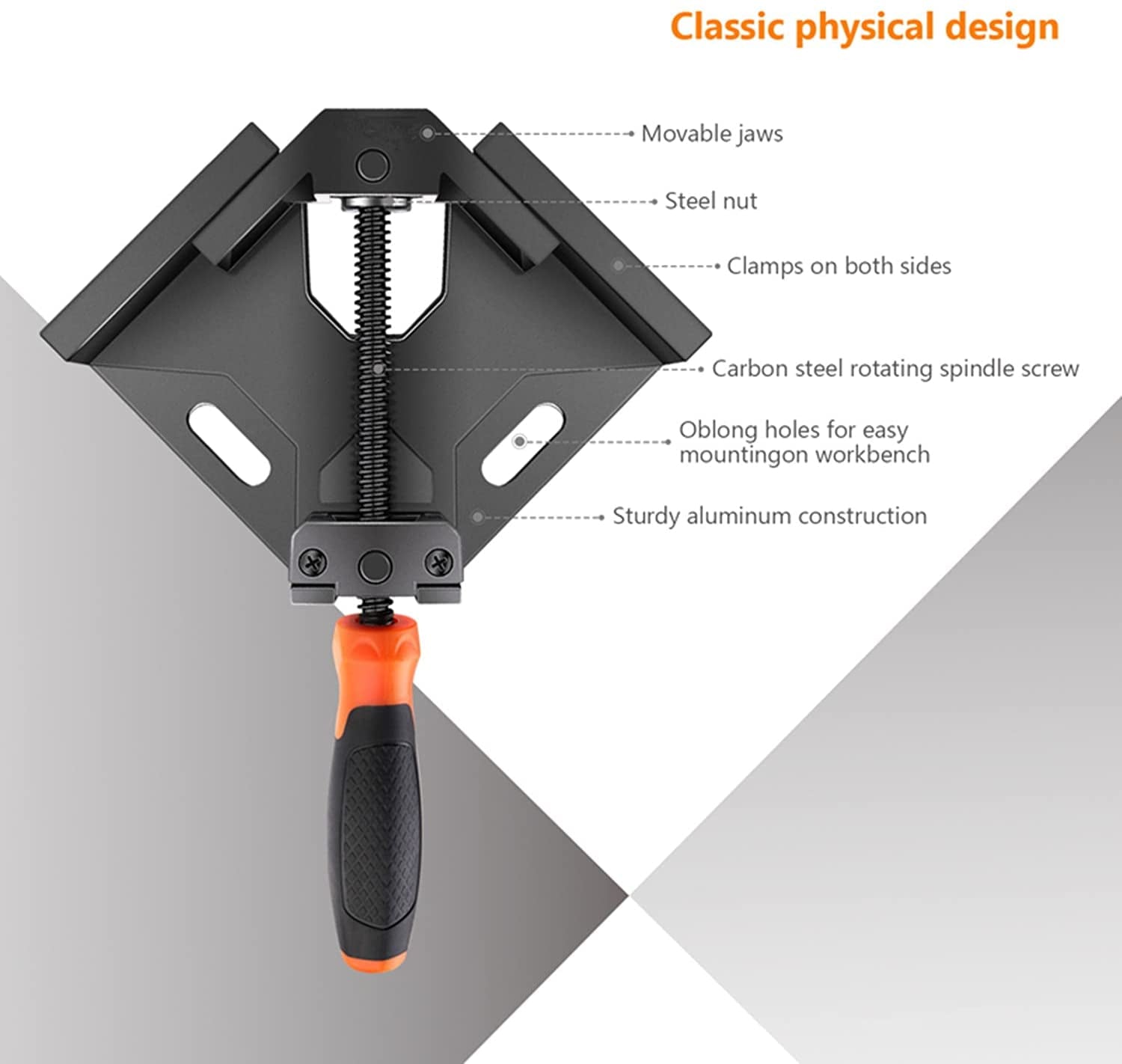 Rechtwinklige Winkelspanner 90 ° aus Aluminiumlegierung, 2 Stück TACKLIFE HAC3B