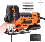 TACKLIFE TJS02A Stichsäge – 6,7 Ampere Barrel Grip, Laser & LED, 4-stufige Pendelhubfunktion, variable Geschwindigkeit, 6 Sägeblätter, Koffer