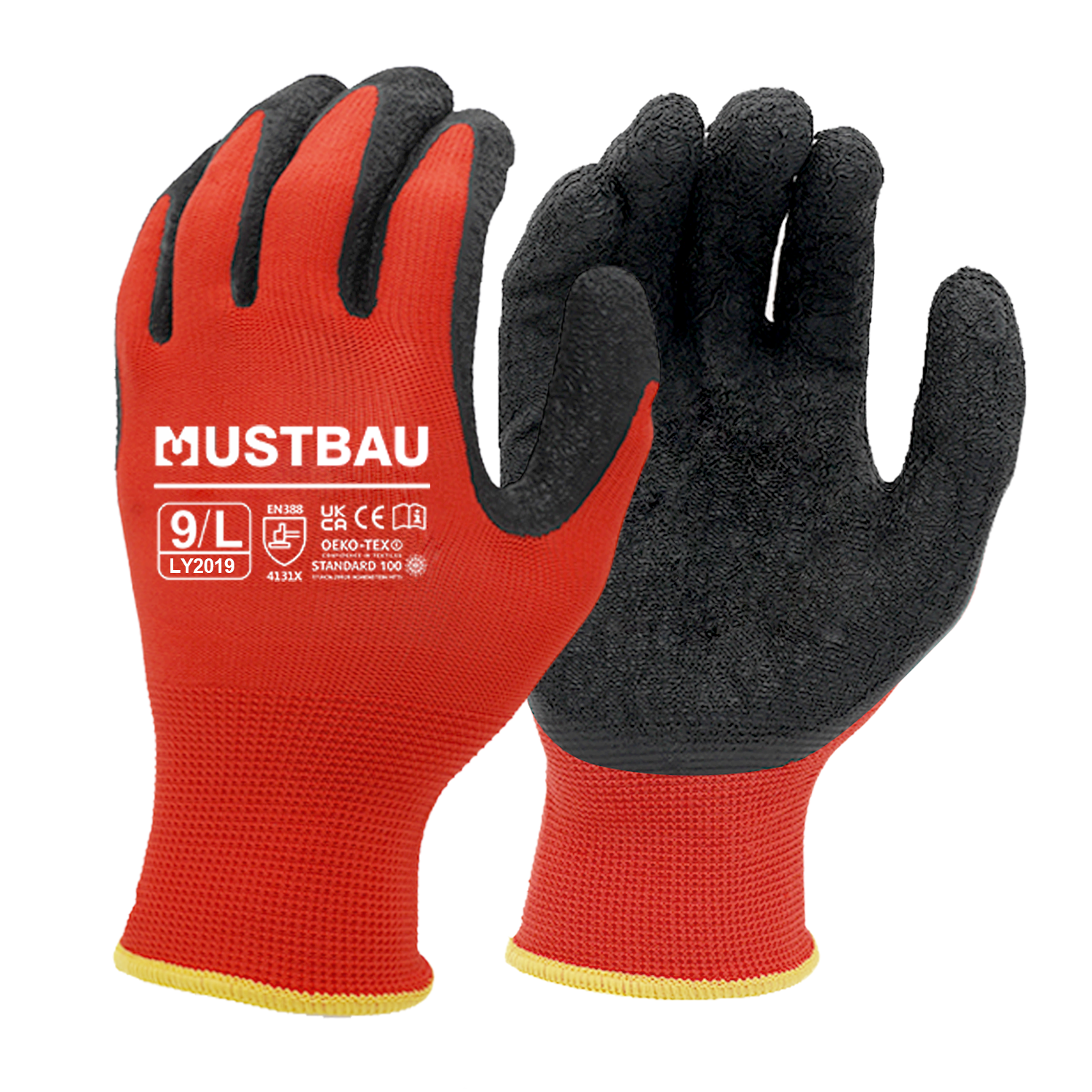 baustellen handschuhe Mustbau Arbeitshandschuhe 12/6/3 Pack,EN388 Late und Polyester beschic