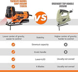 TACKLIFE TJS02A Stichsäge – 6,7 Ampere Barrel Grip, Laser & LED, 4-stufige Pendelhubfunktion, variable Geschwindigkeit, 6 Sägeblätter, Koffer
