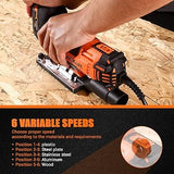 TACKLIFE TJS02A Stichsäge – 6,7 Ampere Barrel Grip, Laser & LED, 4-stufige Pendelhubfunktion, variable Geschwindigkeit, 6 Sägeblätter, Koffer