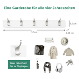 Alsterwell Garderobenleiste, 57 cm Hakenleiste mit 5 Haken – Wandgarderobe für Mäntel, Jacken, Taschen, Weiß