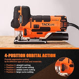 TACKLIFE TJS02A Stichsäge – 6,7 Ampere Barrel Grip, Laser & LED, 4-stufige Pendelhubfunktion, variable Geschwindigkeit, 6 Sägeblätter, Koffer