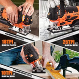 TACKLIFE TJS02A Stichsäge – 6,7 Ampere Barrel Grip, Laser & LED, 4-stufige Pendelhubfunktion, variable Geschwindigkeit, 6 Sägeblätter, Koffer