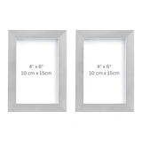 Alsterwell Bilderrahmen 2er-Set – 10×15 cm Fotorahmen aus Nickel mit Aufsteller, für Tisch- & Wandmontage
