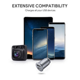AUKEY CC-S2, Flush Fit Autoladegerät mit Aluminiumschale und 4.8A Dual-Port USB Ausgang für iPhone X / 8 Plus, iPad Pro / Air 2 / mini 4, und Samsung Galaxy Note8 / S8+