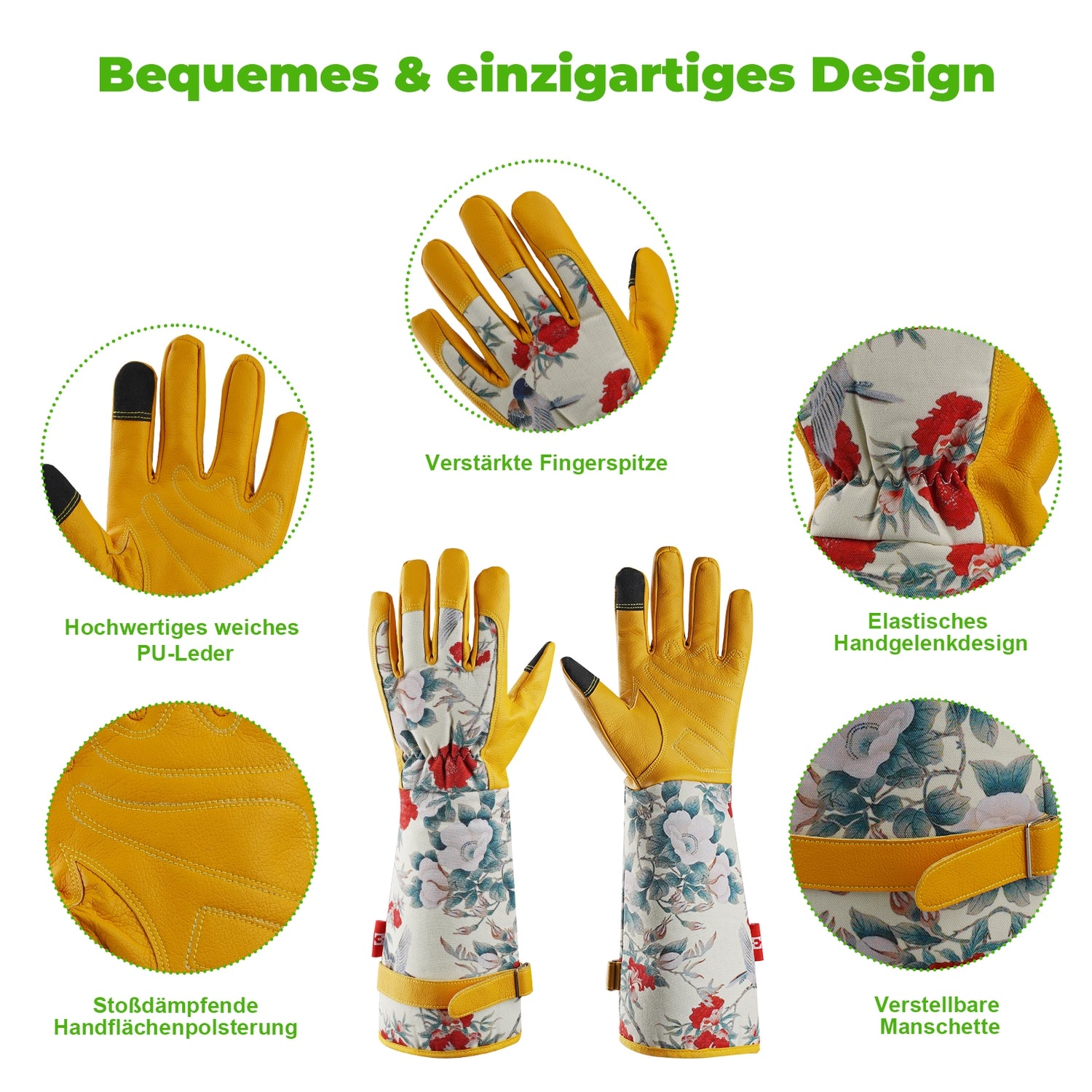 handschuhe für gartenarbeit Mustbau Lange Gartenhandschuhe für Damen, Kunstleder Gauntlet Wasserab