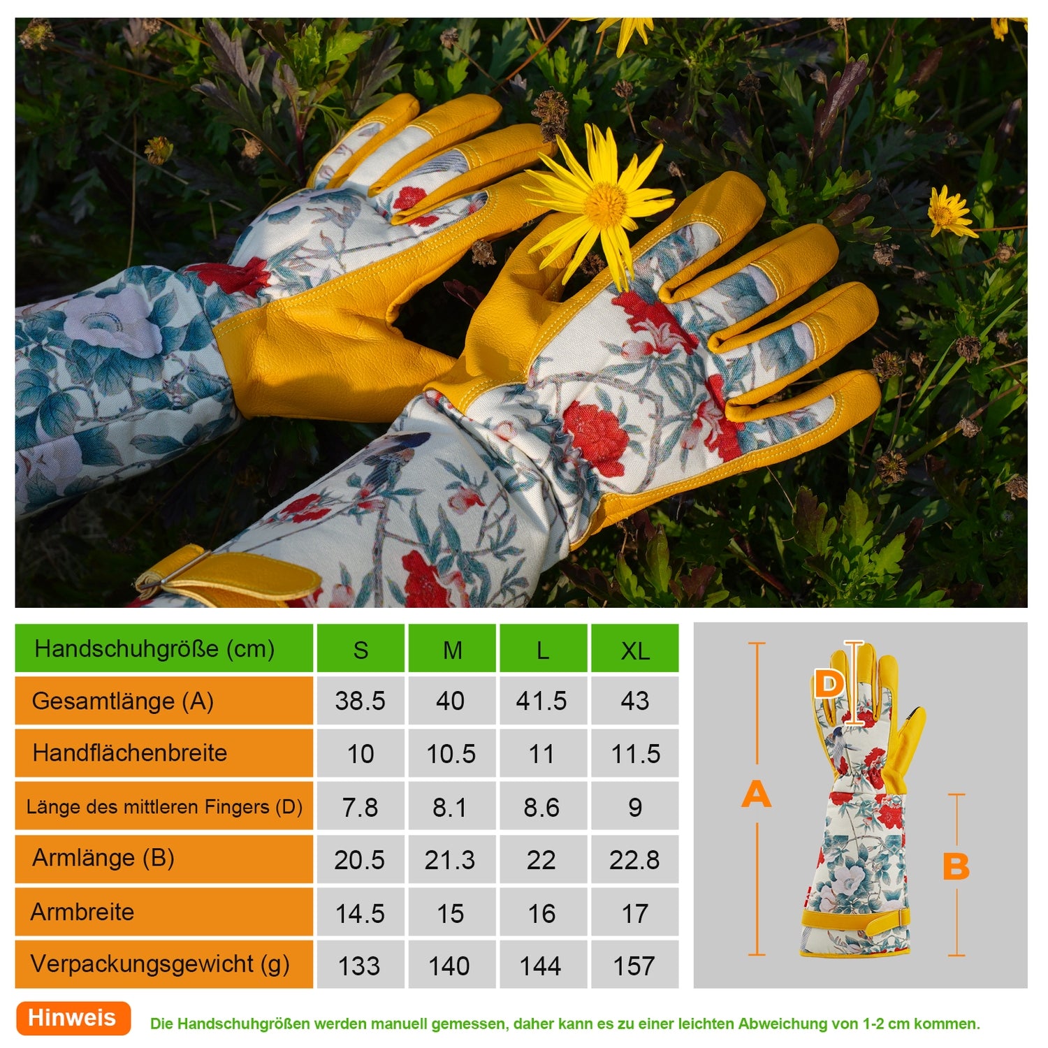 handschuhe gartenarbeit Mustbau Lange Gartenhandschuhe für Damen, Kunstleder Gauntlet Wasserab