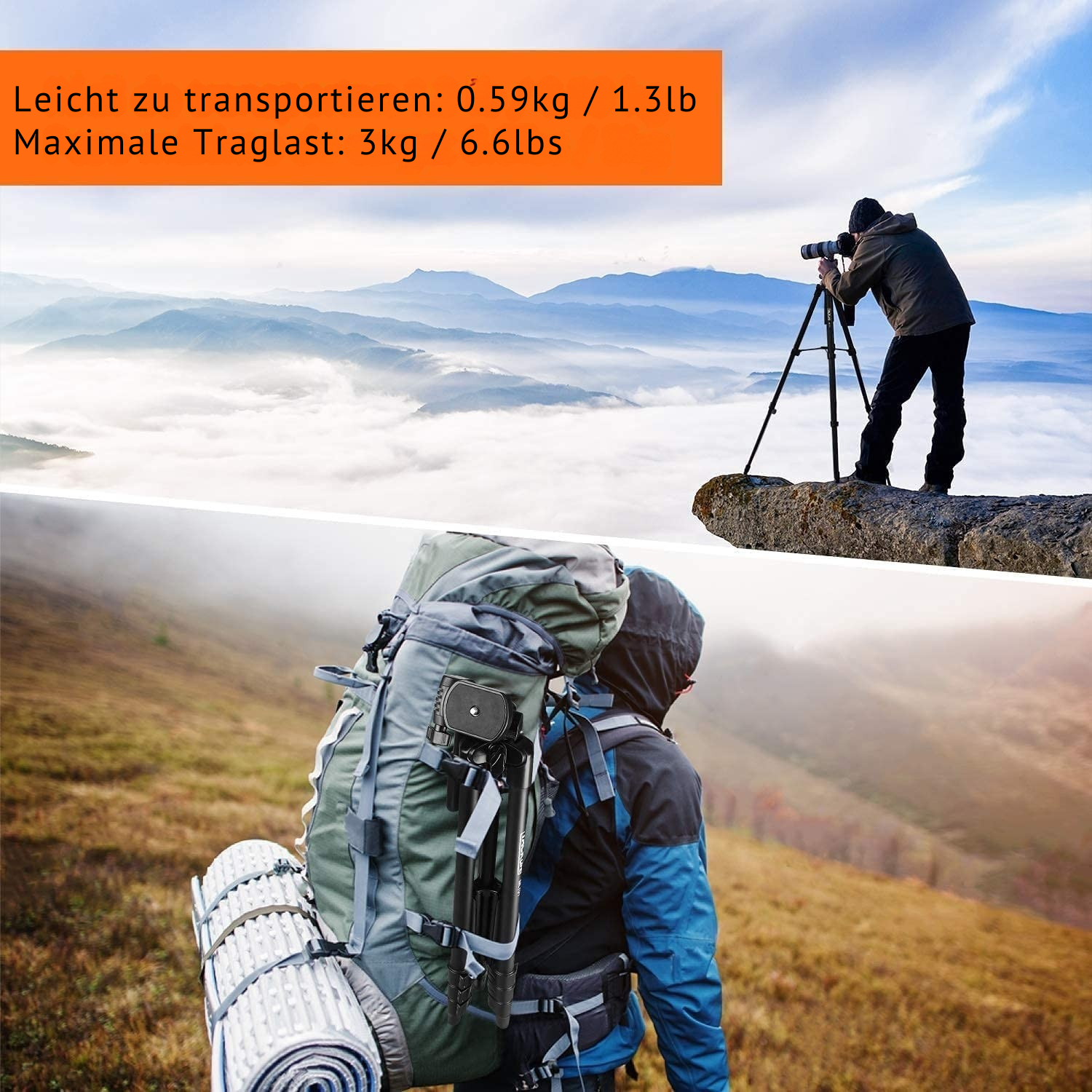 TACKLIFE Kamerastativ 40,5-136cm mit Handyhalter MLT01 - Jetzt zum Sonderpreis