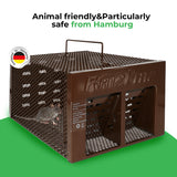 RatzFatz® Lebendfalle Mausefalle, mit Doppeltür, aus Stahl und Eisen,30×22×15cm, für Wühlmäuse, Hamster, Meerschweinchen, Mäuse, Ratten