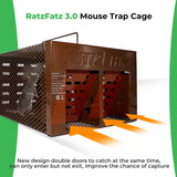 RatzFatz® Lebendfalle Mausefalle, mit Doppeltür, aus Stahl und Eisen,30×22×15cm, für Wühlmäuse, Hamster, Meerschweinchen, Mäuse, Ratten