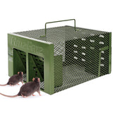 RatzFatz® Lebendfalle Mausefalle, mit Doppeltür, aus Stahl und Eisen,30×22×15cm, für Wühlmäuse, Hamster, Meerschweinchen, Mäuse, Ratten