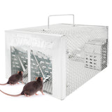 RatzFatz® Lebendfalle Mausefalle, mit Doppeltür, aus Stahl und Eisen,30×22×15cm, für Wühlmäuse, Hamster, Meerschweinchen, Mäuse, Ratten
