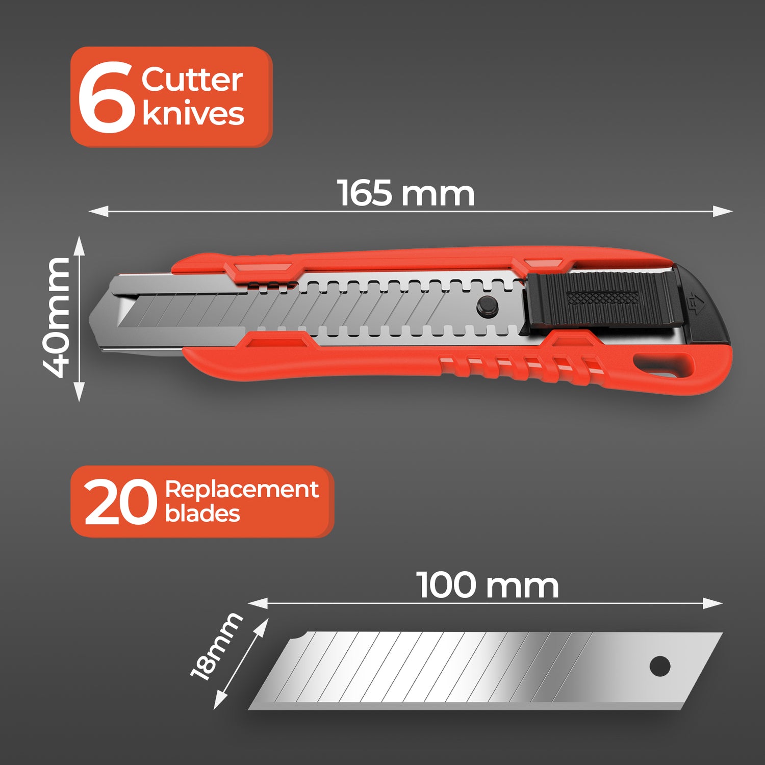 Mustbau Taschenmesser Klappmesser Cuttermesser mit 20 zusätzlichen SK4 Klingen
