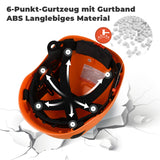 Mustbau Motorsägen-Sicherheitshelm, Schutzhelm mit Geräuschdämpfungsmuscheln und Netzvisier, verstellbar,Orange