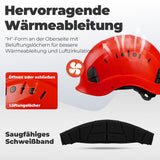 Mustbau Motorsägen-Sicherheitshelm, Schutzhelm mit Geräuschdämpfungsmuscheln und Netzvisier, verstellbar,Rot