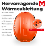 Mustbau Sicherheitshelm, EN397 Schutzhelme mit Antibeschlag-Brille, verstellbar,Orange