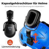 Mustbau Sicherheitshelm-Set, EN397 Schutzhelm mit Ohr- und Gesichtsschutz, verstellbarer, Dunkelblau