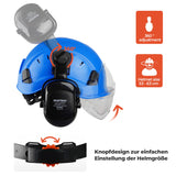 Mustbau Sicherheitshelm-Set, EN397 Schutzhelm mit Ohr- und Gesichtsschutz, verstellbarer, Dunkelblau