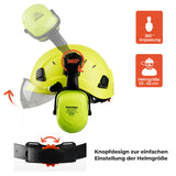 Mustbau Sicherheitshelm-Set, EN397 Schutzhelm mit Ohr- und Gesichtsschutz, verstellbarer, Grün