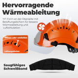 Mustbau Sicherheitshelm-Set, EN397 Schutzhelm mit Ohr- und Gesichtsschutz, verstellbarer, Orange
