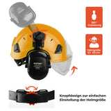 Mustbau Sicherheitshelm-Set, EN397 Schutzhelm mit Ohr- und Gesichtsschutz, verstellbarer, Gelb