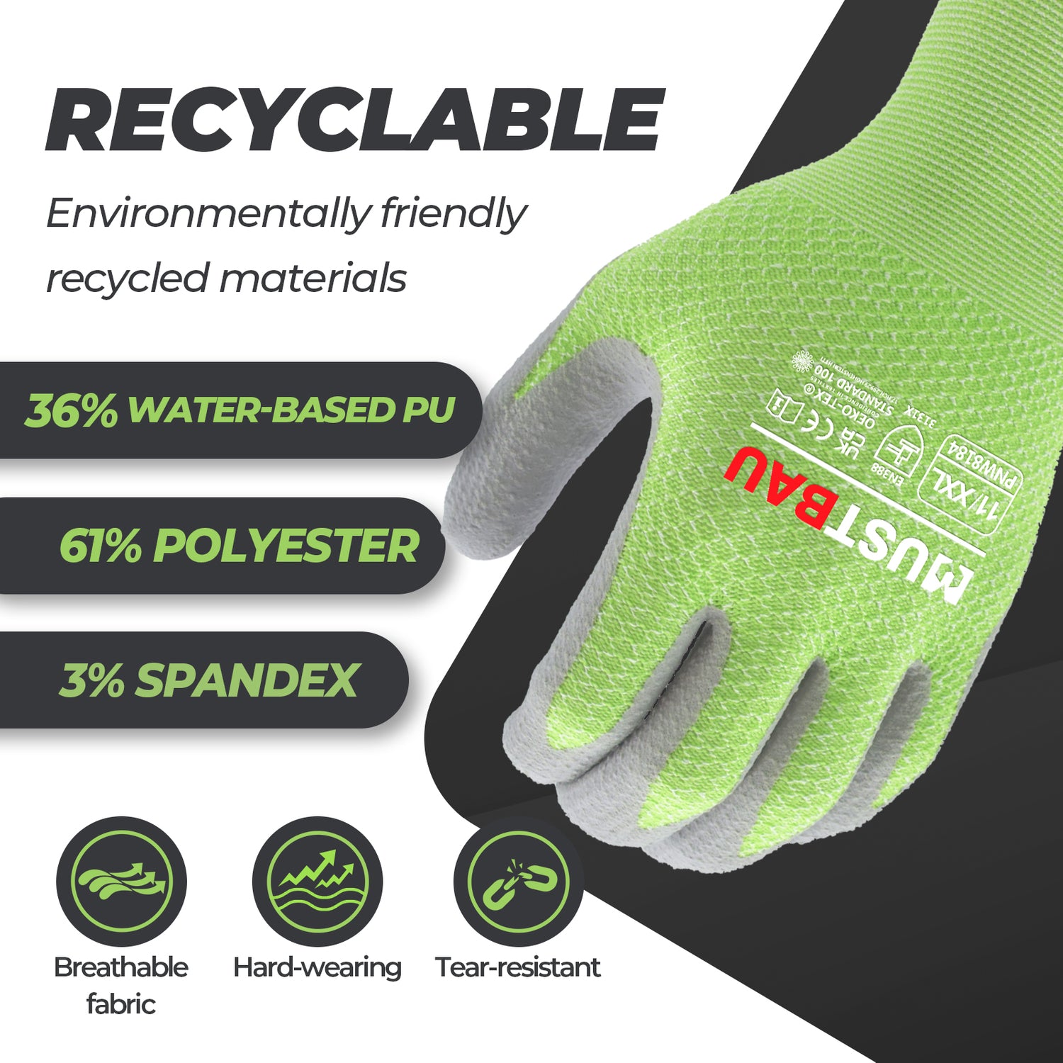 handschuhe wiederverwendbar Mustbau Arbeitshandschuhe 12/6/3 Pack, Gartenhandschuhe Montagehandsch
