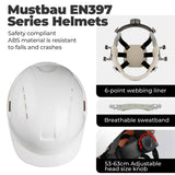 Mustbau MBU-GM16-WHI Bauhelm Weiß mit Kopfleuchte