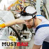 Mustbau MBU-GM16-WHI Bauhelm Weiß mit Kopfleuchte